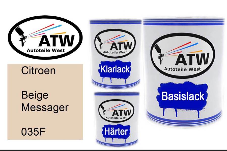 Citroen, Beige Messager, 035F: 1L Lackdose + 1L Klarlack + 500ml Härter - Set, von ATW Autoteile West.